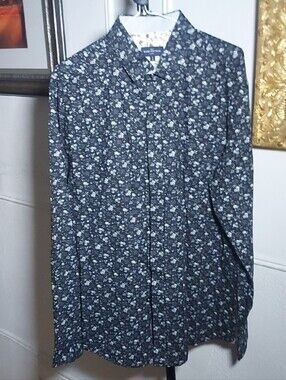 Dark Navy Floral Lightweight Shirt Jacket